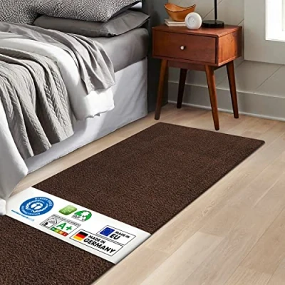 Afbeelding van KARAT Barcelona bedsprei, bedomranding, pluizige tapijten voor slaapkamer en woonkamer, 80 x 120 cm, donkerbruin