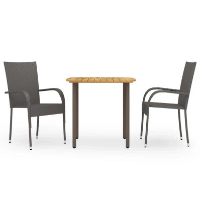 Afbeelding van 3 delige Tuinset poly rattan bruin