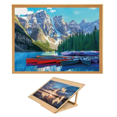 Afbeelding van Puzzle Puzzelbord Verstelbaar 1000 stukjes Houten Puzzeltafel Puzzelplank Puzzelmap Portapuzzle Puzzelplaat