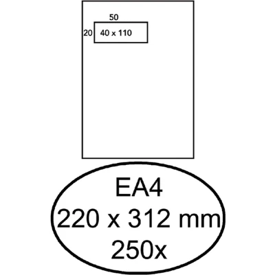 Afbeelding van Envelop Hermes akte EA4 220x312mm venster 4x11 links zelfkl 250st