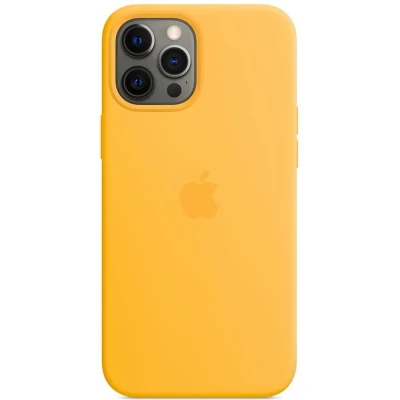 Afbeelding van Apple Hoesje Siliconen Geschikt voor iPhone 12 Pro Max Silicone Backcover MagSafe geel