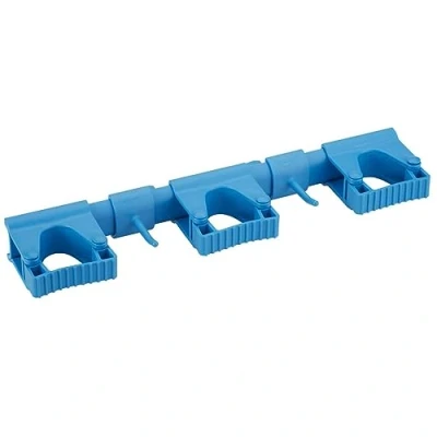 Afbeelding van Vikan Suspension Systems Hygiene Hi Flex Hanging System with 3 Rubber Band Clamps and 2 Hooks Blue 420mm