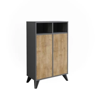 Afbeelding van Vicco Midikast Leano, Antraciet/berg eik, 60 x 97 cm met 2 deuren