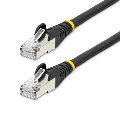 Image de StarTech.com Câble Ethernet CAT6a 1m LSZH, 10 GbE 100W PoE S/FTP Cordon de raccordement RJ 45 (M) pour 1 m CAT 6a IEEE 802.3bt sans crochet, bloqué, moulé, halogène noir