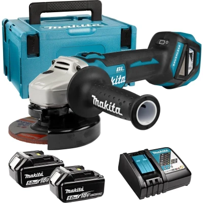 Afbeelding van Makita DGA511RTJ Haakse accuslijper 125 mm Incl. 2 accus, lader, koffer 18 V 5 Ah