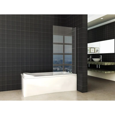Afbeelding van Wiesbaden Orbit draaibare badwand 800x1500 6mm NANO mat zwart