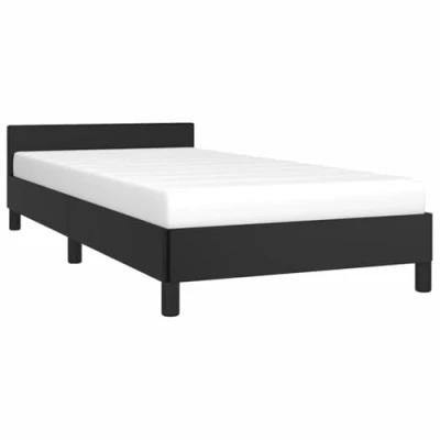 Afbeelding van vidaXL Bedframe met hoofdeinde, 100 x 200 cm, kunstleer, zwart