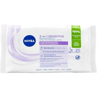 Afbeelding van 1+1 gratis: Nivea Reinigingsdoekjes Sensitive 25 stuks