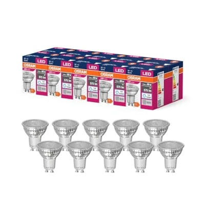 Afbeelding van OSRAM Led sterrenwaarde par16 ledlamp voor GU10 aansluiting, reflectorlamp, GL, 575 lm, daglicht wit (6500 k), vervanging van conventionele 80 W, niet dimbaar, 10 stuks