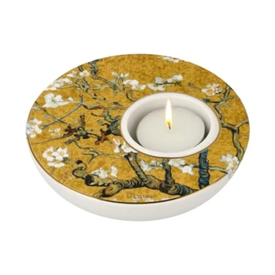 Afbeelding van Goebel Vincent van Gogh Windlicht / Theelicht Amandelboom goud Porselein 12cm waxinelicht houder