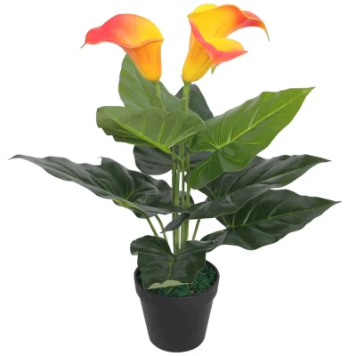 Afbeelding van Kunst calla lelie plant met pot 45 cm rood en geel