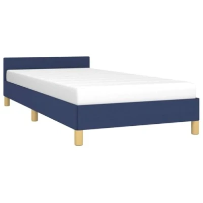 Afbeelding van Bedframe met hoofdbord stof blauw 90x200 cm
