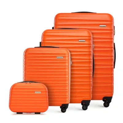 Image de WITTCHEN Valise de voyage Bagage à main cabine rigide en ABS avec 4 roulettes pivotantes Serrure combinaison Poignée télescopique GROOVE Line Set Valises Orange