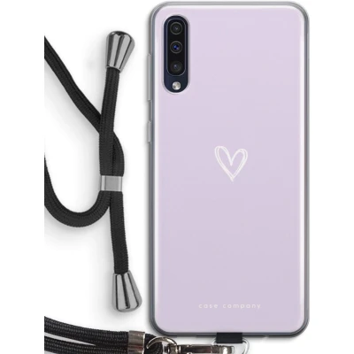 Afbeelding van Case Company® hoesje met Koord geschikt voor Samsung Galaxy A50 Klein hartje paars Telefoonhoesje Zwart Bescherming aan alle Kanten en Over de Schermrand