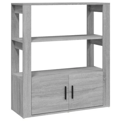 Afbeelding van vidaXL Dressoir 80x30x90 cm bewerkt hout grijs sonoma eikenkleurig