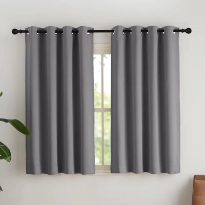 Afbeelding van NICETOWN Gordijnen, ondoorzichtig, kort, thermisch, kleine panelen, met oogjes, verlicht, blokkering, decoratie voor keuken, slaapkamer, breedte 140 x hoogte 145 cm, donkergrijs, 2 stuks