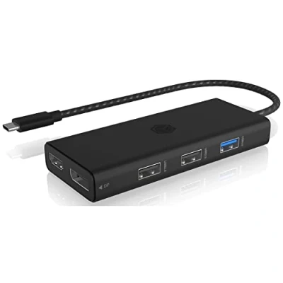 Afbeelding van ICY BOX IB DK4011 CPD, Bedraad, USB 3.2 Gen 1 (3.1 1) Type C, Zwart, MicroSD (TransFlash), Aluminium, Kunststof, 46 mm
