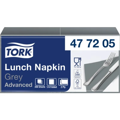 Afbeelding van Tork Lunchservet 33x33cm 2 laags 1/4 vouw 10x200 grijs