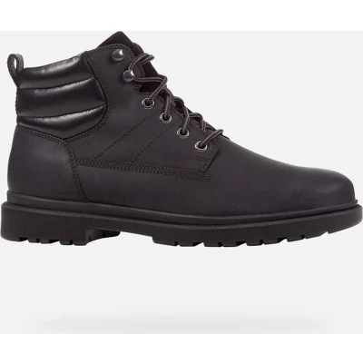 Afbeelding van Geox Andalo Veterboots, Heren, Maat: 43, Black Leer en imitatieleer