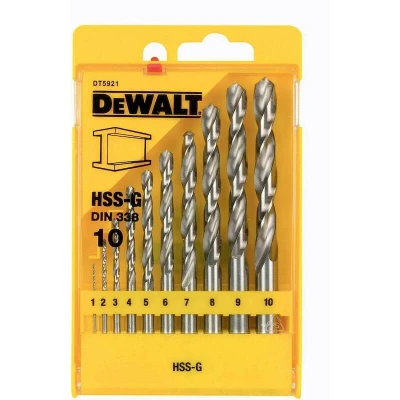 Image de DEWALT DT5921 QZ Jeu de mèches métalliques HSS G en cassette (1mm 10mm) par 1.0mm 10 pièces