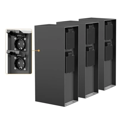 Afbeelding van ledscom.de POMI, outdoor stopcontactenzuil, IP44, 4 voudig, antraciet, vierkant, 23 cm, 3 stuks