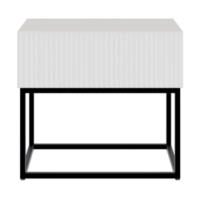 Afbeelding van Selsey Veldio bijzetnachtkastje met lade, grijs/beige, zwarte poten
