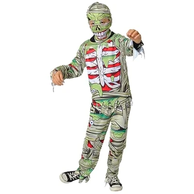 Afbeelding van Rubie&#039;s mummie zombiekostuum voor jongens en meisjes, bedrukte jumpsuit capuchon, Rubie‘s Official Halloween, carnaval, feest verjaardag
