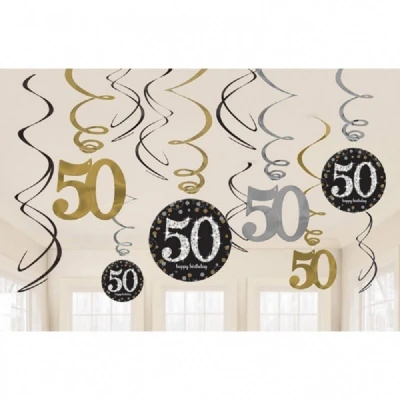 Afbeelding van Decoratie swirl 50 Sparkling zilver goud