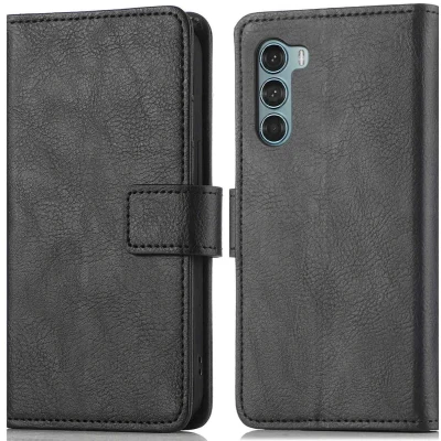 Afbeelding van iMoshion Hoesje Geschikt voor Motorola Moto G200 Met Pasjeshouder Luxe Bookcase Zwart