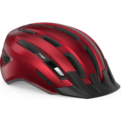 Afbeelding van MET Downtown Fietshelm Mannen &amp; Vrouwen Racefiets Volwassenen E Bike Trekking Maat M/L (58 61cm) Red Glossy (Rood)