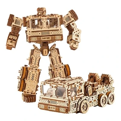 Afbeelding van Wood Trick Timbertron 3D houten puzzel voor volwassenen en kinderen om te bouwen, tot 2,7 m, modellen mechanische doe het zelfprojecten