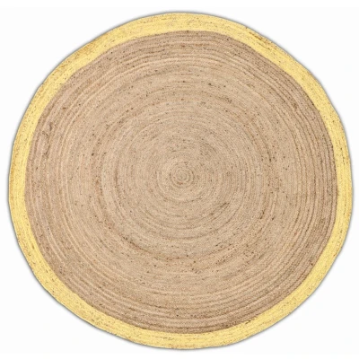 Afbeelding van Vloerkleed Jaipur Jute Tapijt 100% Beige Geel 150 cm Rond Tapijtenloods