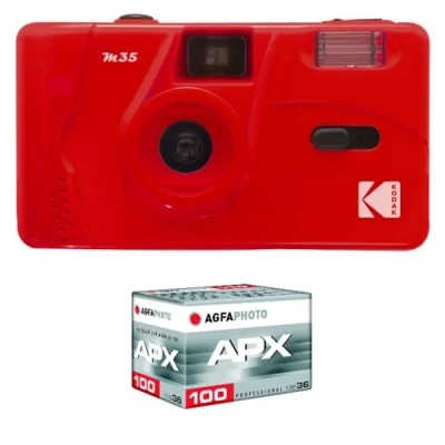 Afbeelding van Kodak Pack M35 Argentique + Pellicule 100 ASA Appareil Photo Rechargeable 35mm Scarlet, Objectif Grand Angle Fixe, Viseur optique , Flash Intégré APX 100, 36 poses
