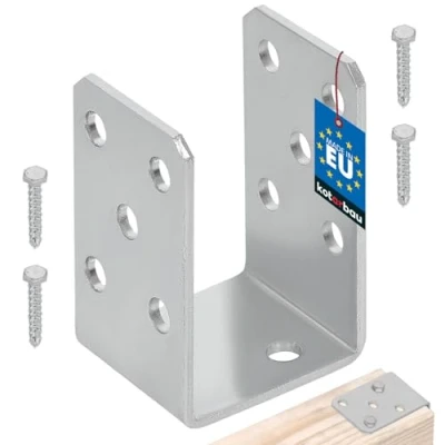 Afbeelding van KOTARBAU® U paaldrager om te schroeven, 60 mm, thermisch verzinkt, zilver, de perfecte oplossing voor het verbinden van verschillende elementen