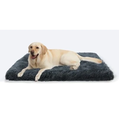 Afbeelding van MDDK DY Hondenbed, groot wasbaar kussen, pluizige mat, lang pluche, zachte vulling, multifunctioneel, donkergrijs, 100 x 60 10 cm