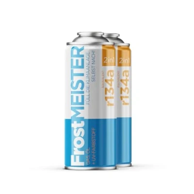Afbeelding van FrostMEISTER 2 in 1 auto airconditioning vulset 400 ml: snel en eenvoudig vullen met vervanging R134a (1995 2016), milieuvriendelijk veilig voor