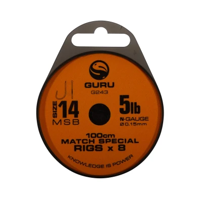 Afbeelding van Guru Match Special Rig 1,00m (14/00) Size 14 Witvis onderlijnen