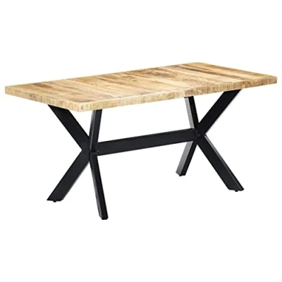 Afbeelding van Eettafel 160x80x75 cm massief ruw mangohout