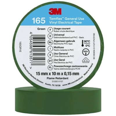 Afbeelding van 3M Temflex™ 165 165GR1E Isolatietape Temflex Groen (l x b) 10 m 15 mm 1 stuk(s)