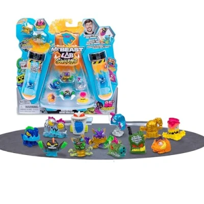 Afbeelding van MrBeast Swarms Mega Lab BTR10300 Lot de 12 essaims avec personnages, ajoutez l&#039;eau, secouez et révélez les bêtes à collectionner, plus 5 ans