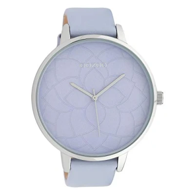Afbeelding van OOZOO Timepieces Zilverkleurige horloge met lila leren band C10103