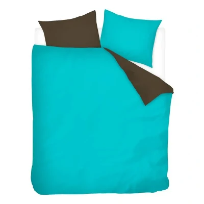 Afbeelding van Snoozing Two Tone Dekbedovertrek Tweepersoons 200x200/220 cm + 2 kussenslopen 60x70 Turquoise/Bruin
