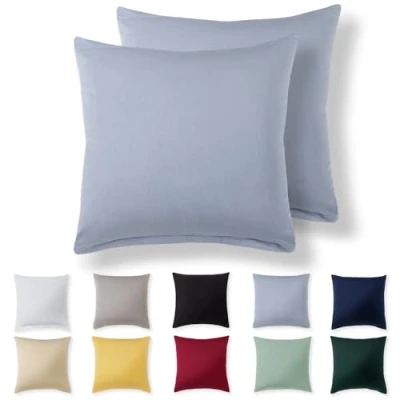 Afbeelding van Alreya Set van 2 kussenslopen 50 x cm, lichtblauw, 100% jersey katoen, superzachte kussenslopen, met ritssluiting