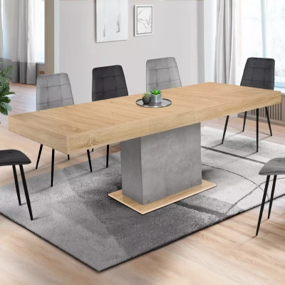 Image de Table à manger extensible 6 10 personnes bois et effet béton