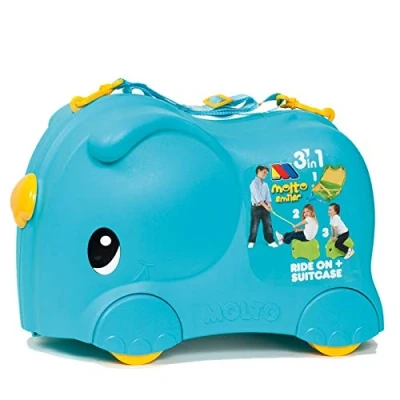 Afbeelding van Molto Koffer voor kleine kinderen, Smiler, bagage kinderen. en correpasillos met wielen trekriem om op de luchthaven te spelen., Blauw, Kinderkoffer