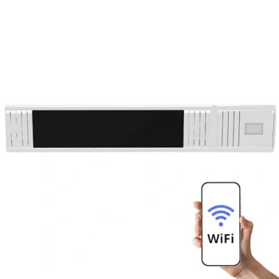 Afbeelding van Home It Home&amp;gtit Infrarood terrasverwarmer met Wi Fi voor wandmontage 1500 Watt wit/zwart glas, Radiator, Wit