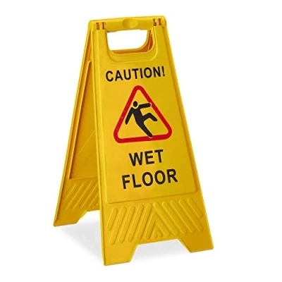 Afbeelding van relaxdays waarschuwingsbord „Caution Wet Floor“ klapbaar gladde vloer bord geel
