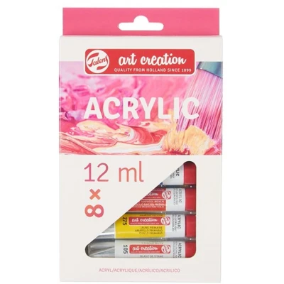 Afbeelding van Talens Art Creation acrylverf tube van 12 ml, set 8 tubes in geassorteerde kleuren