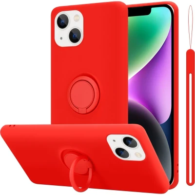 Afbeelding van Cadorabo Hoesje geschikt voor Apple iPhone 14 in LIQUID ROOD Beschermhoes van flexibel TPU silicone Case Cover met ring