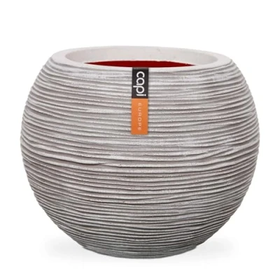 Afbeelding van Bloempot Nature Rib bolvormig 40x32 cm ivoorkleurig KOFI270